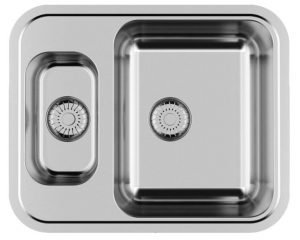 Caressi Basic Line 565 x 400 CABLPP1532R50 Anderhalve Keukenspoelbak RVS Omkeerbaar Onderbouw - Vlakbouw - Opbouw