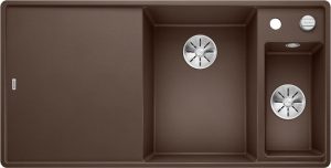 Blanco Axia III 6 S-F 523488 Anderhalve Keukenspoelbak Rechts Silgranit Café Inclusief Draaiknopbediening Inclusief Houten Snijplank Vlakbouw Of Onderbouw