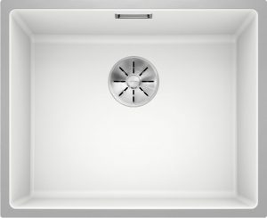Blanco Subline 500-IF Steelframe 524109 Enkele Keukenspoelbak Silgranit Wit Inclusief Draaiknopbediening Vlakbouw Of Opbouw