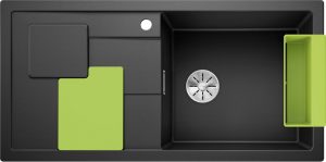 Blanco Sity XL 6 S 525060 Keukenspoelbak Rechts Silgranit Antraciet Inclusief Accessoires Kiwi Groen Onderbouw Of Opbouw
