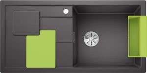 Blanco Sity XL 6 S 525061 Keukenspoelbak Rechts Silgranit Rotsgrijs Inclusief Accessoires Kiwi Groen Onderbouw Of Opbouw