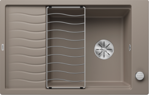 Blanco Elon XL 6 S 524841 Enkele Keukenspoelbak Silgranit Tartufo Inclusief Draaiknopbediening Inclusief Rooster Omkeerbaar Opbouw