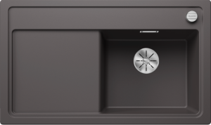 Blanco Zenar 45 S 523785 Enkele Keukenspoelbak Rechts Silgranit Rotsgrijs Inclusief Draaiknopbediening Opbouw