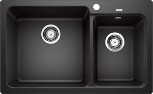 Blanco Naya 8 525944 Anderhalve Keukenspoelbak Links Silgranit Zwart Opbouw