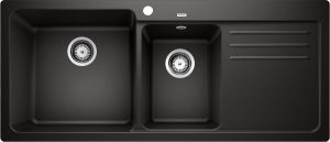 Blanco Naya 8 S 525945 Anderhalve Keukenspoelbak Links Silgranit Zwart Opbouw