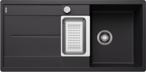 Blanco Metra 6 S-F 525929 Enkele Keukenspoelbak Silgranit Zwart Inclusief Draaiknopbediening Omkeerbaar Vlakbouw Of Onderbouw