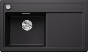 Blanco Zenar 45-S 526034 Enkele Keukenspoelbak Links Silgranit Zwart Inclusief Draaiknopbediening Opbouw