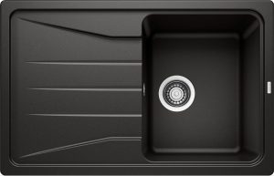 Blanco Sona 45 S 525970 Enkele Keukenspoelbak Silgranit Zwart Omkeerbaar Opbouw