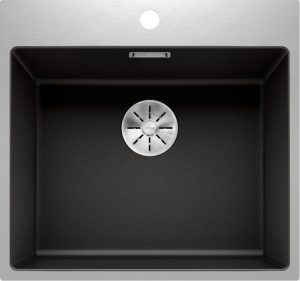 Blanco Subline 500-IF/A 526000 Steelframe Enkele Keukenspoelbak Silgranit Zwart Vlakbouw Of Opbouw