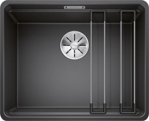 Blanco Etagon 500-F 526343 Enkele Keukenspoelbak Silgranit Antraciet Inclusief Rails Vlakbouw