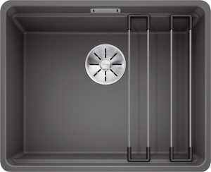 Blanco Etagon 500-F 526344 Enkele Keukenspoelbak Silgranit Rotsgrijs Inclusief Rails Vlakbouw