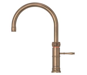 Quooker Classic Fusion Round Messing Patina Met Combi+ Boiler En Cube Boiler 5 in 1 Kokend Water Keukenkraan Ook Gekoeld Gefilterd En Bruisend Water  22+CFRPTN Cube