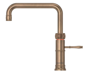 Quooker Classic Fusion Square Messing Patina Met PRO3 Boiler En Cube Boiler 5 in 1 Kokend Water Keukenkraan Ook Gekoeld Gefilterd En Bruisend Water 3CFSPTN Cube