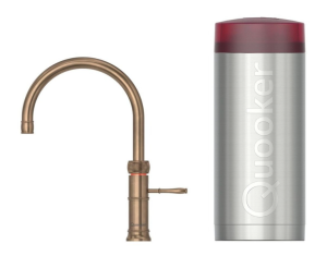 Quooker Classic Fusion Round Messing Patina Met PRO3 Boiler 3 in 1 Kokend Water Keukenkraan Messing 3CFRPTN AANBIEDING!!