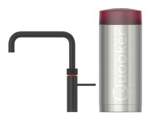 Quooker Fusion Square Zwart Met Combi Boiler 3 in 1 Kokend Water Keukenkraan Zwart 22FSBLK