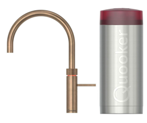 Quooker Fusion Round Messing Patina Met Combi Boiler 3 in 1 Kokend Water Keukenkraan Messing 22FRPTN AANBIEDING!!