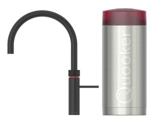 Quooker Fusion Round Zwart Met Combi Boiler 3 in 1 Kokend Water Keukenkraan Zwart 22FRBLK