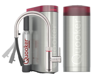 Quooker Flex Round RVS Met Combi+ Boiler En Cube Boiler 5 in 1 Kokend Water Keukenkraan Ook Gekoeld Gefilterd En Bruisend Water 22+XRVS Cube