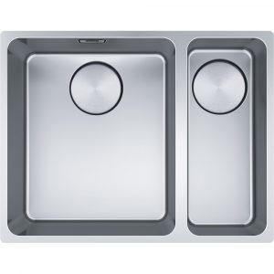 Franke Mythos 34 x 40 + 16 x 40 MYX 160-34-16 SBR 122.0638.273 Anderhalve Keukenspoelbak Links RVS Onderbouw 1220638273