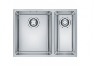 Franke Maris 34 x 40 + 19 x 40 MRX 260 SBR 127.0642.365 Anderhalve Keukenspoelbak Links RVS Vlakbouw Of Opbouw 1270642365