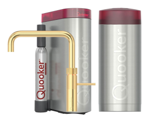 Quooker Fusion Square Gold Met Combi+ Boiler En Cube Boiler 5 in 1 Kokend Water Keukenkraan Ook Gekoeld Gefilterd En Bruisend Water-22+FSGLD