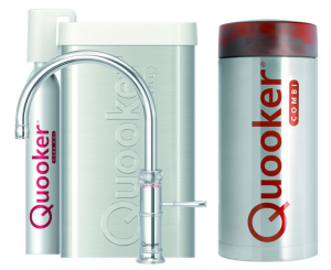 Quooker Classic Fusion Round Chroom Met Combi+ Boiler En Cube Boiler 5 in 1 Kokend Water Keukenkraan Ook Gekoeld Gefilterd En Bruisend Water 22+CFRCHR Cube