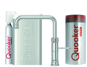 Quooker Classic Fusion Square RVS Met Combi Boiler En Cube Boiler 5 in 1 Kokend Water Keukenkraan Ook Gekoeld Gefilterd En Bruisend Water 22CFSRVS Cube