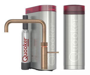 Quooker Fusion Square Messing Patina Met PRO3 Boiler En Cube Boiler 5 in 1 Kokend Water Keukenkraan Ook Gekoeld Gefilterd En Bruisend Water 3FSPTN Cube