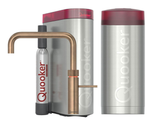 Quooker Fusion Square Messing Patina Met Combi+ Boiler En Cube Boiler 5 in 1 Kokend Water Keukenkraan Ook Gekoeld Gefilterd En Bruisend Water 22+FSPTN