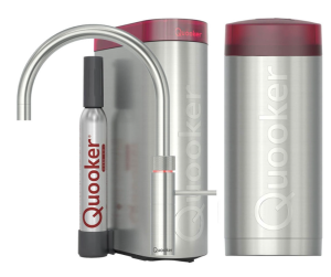 Quooker Fusion Round RVS Met Combi+ Boiler En Cube Boiler 5 in 1 Kokend Water Keukenkraan Ook Gekoeld Gefilterd En Bruisend Water  22+FRRVS