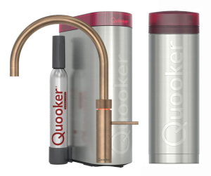 Quooker Fusion Round Messing Patina Met PRO3 Boiler En Cube Boiler 5 in 1 Kokend Water Keukenkraan Ook Gekoeld Gefilterd En Bruisend Water 3FRPTN Cube