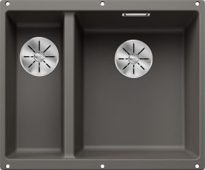 Blanco Subline 340/160-U 527346 Anderhalve Keukenspoelbak Rechts Silgranit Vulkaangrijs Onderbouw