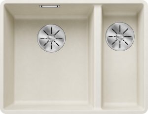 Blanco Subline 340/160-F 527161 Anderhalve Keukenspoelbak Silgranit Zacht Wit Vlakbouw
