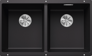 Blanco Subline 350/350-U 525987 Dubbele Keukenspoelbak Silgranit Zwart Onderbouw