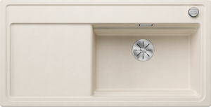 Blanco Zenar XL 6 S-F Steamerplus 527193 Enkele Keukenspoelbak Rechts Silgranit Zacht Wit Inclusief Draaiknopbediening Inclusief Houten Snijplank Vlakbouw Of Onderbouw