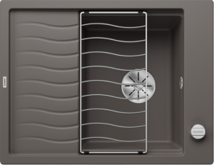 Blanco Elon 45 S 527251 Enkele Keukenspoelbak Silgranit Vulkaangrijs Inclusief Draaiknopbediening Inclusief Rooster Omkeerbaar Opbouw