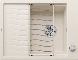 Blanco Elon 45 S 527068 Enkele Keukenspoelbak Silgranit Zacht Wit Inclusief Draaiknopbediening Inclusief Rooster Omkeerbaar Opbouw