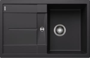 Blanco Metra 45 S 525915 Enkele Keukenspoelbak Silgranit Zwart Omkeerbaar Opbouw