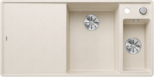 Blanco Axia III 6 S-F 527050 Anderhalve Keukenspoelbak Rechts Silgranit Zacht Wit Inclusief Draaiknopbediening Inclusief Houten Snijplank Vlakbouw Of Onderbouw