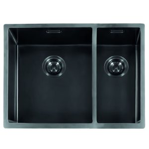Lanesto Gun Metal 311618GM Anderhalve Keukenspoelbak Urban 34 x 40 + 18 x 40 Onderbouw – Vlakbouw – Opbouw