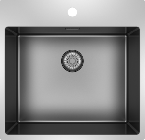 Caressi 50 x 40 CAPP50KR10GM Enkele Keukenspoelbak Met Kraangat Gun Metal Vlakbouw Of Opbouw