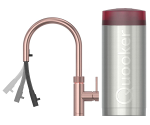 Quooker Flex Round Rosé Koper Met Combi+ Boiler 3 in 1 Kokend Water Keukenkraan Copper 22+XRCO AANBIEDING!!
