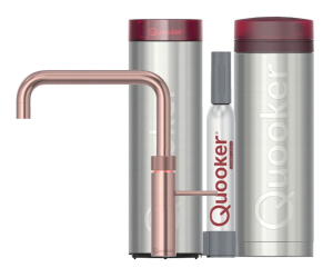Quooker Fusion Square Rosé Koper Met Pro3 Boiler En Cube Boiler 5 in 1 Kokend Water Keukenkraan Ook Gekoeld Gefilterd En Bruisend Water 3FSRCO Cube