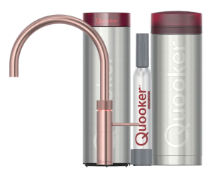 Quooker Fusion Round Rosé Koper Met Pro3 Boiler En Cube Boiler 5 in 1 Kokend Water Keukenkraan Ook Gekoeld Gefilterd En Bruisend Water 3FRRCO