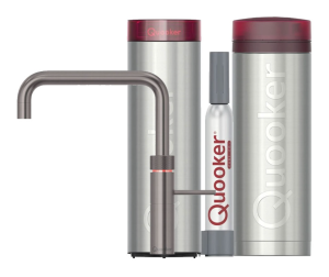 Quooker Fusion Square Gunmetal Met Pro3 Boiler En Cube Boiler 5 in 1 Kokend Water Keukenkraan Ook Gekoeld Gefilterd En Bruisend Water 3FSGME Cube