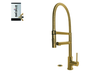 Selsiuz Push XL Gold 350710 Met Combi Extra Boiler Van Titanium 3 in 1 Kokend Water Keukenkraan Goud