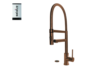 Selsiuz Push XL Copper 350707 Met Single Boiler Van Titanium 3 in 1 Kokend Water Keukenkraan Copper