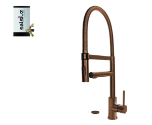 Selsiuz Push XL Copper 350708 Met Combi Extra Boiler Van Titanium 3 in 1 Kokend Water Keukenkraan Copper
