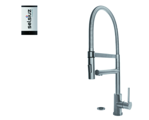 Selsiuz Push XL Inox 350703 Met Single Boiler Van Titanium 3 in 1 Kokend Water Keukenkraan RVS