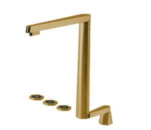 Selsiuz By Osiris Design Hexagon Gold 350699 Met Single Boiler Van Titanium 5 in 1 Cool En Kokend Water Keukenkraan Goud